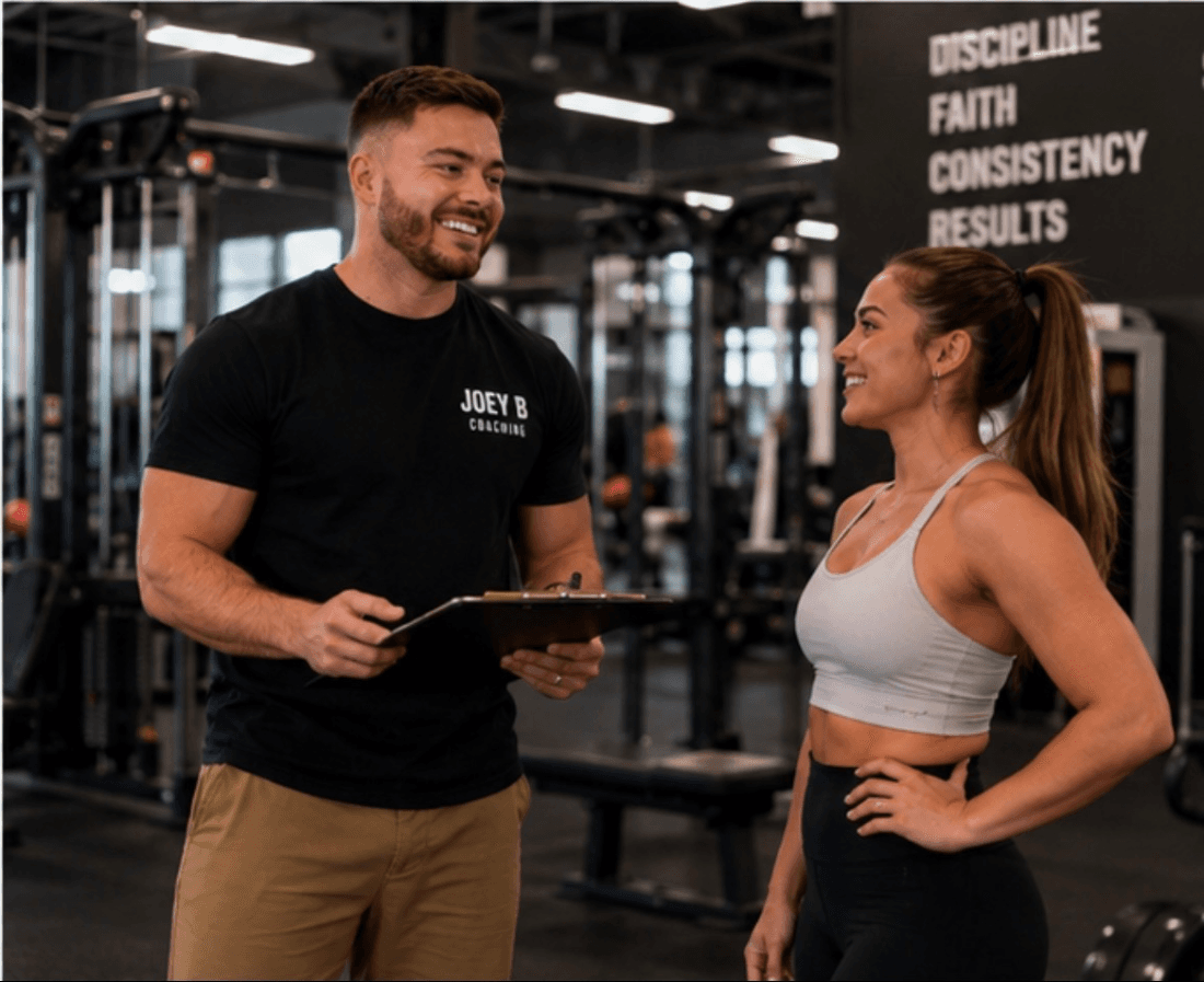 Joseph reviewing a training plan with a client